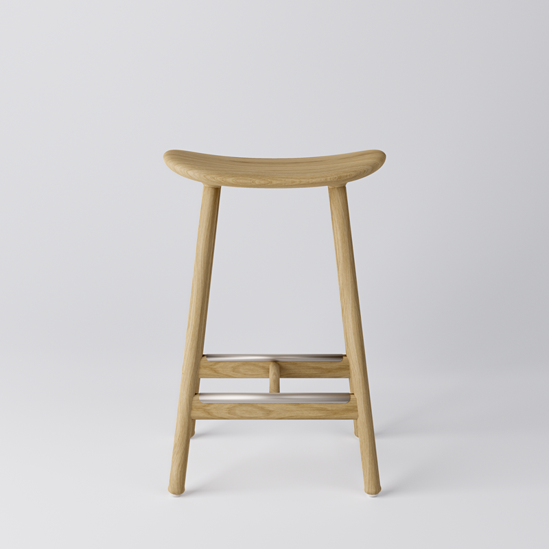 Låg Barstol Arc, H650, massiv Ek, naturfärgad