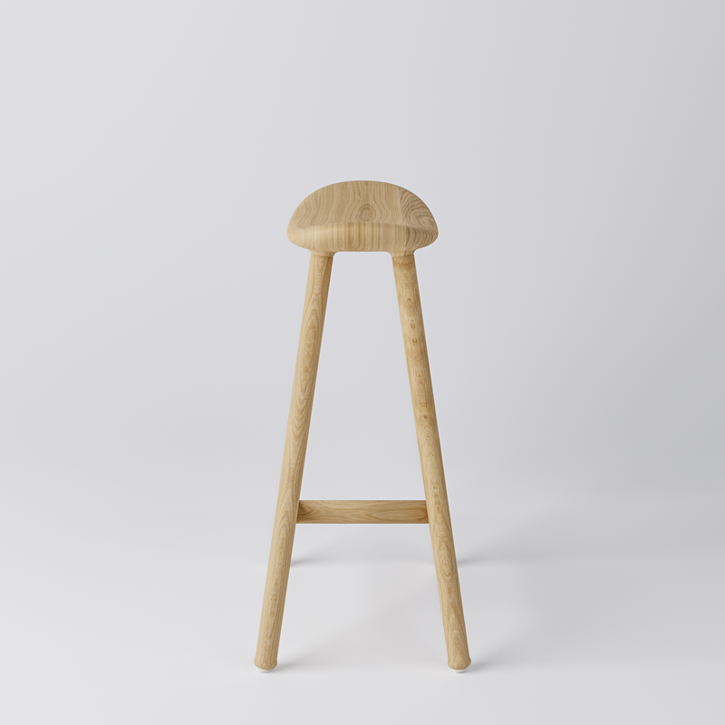 Låg Barstol Arc, H650, massiv Ek, naturfärgad