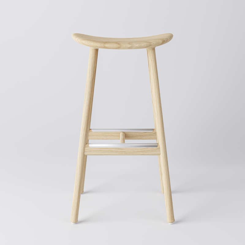 Hög Barstol Arc, H800, massiv Ek, naturfärgad