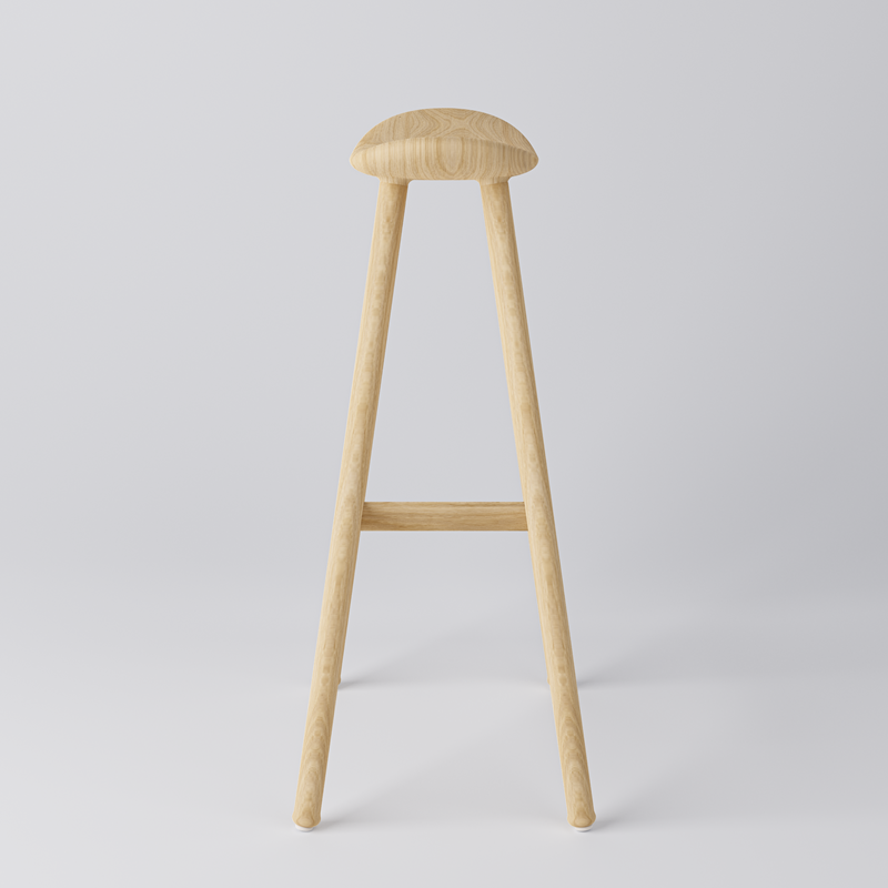 Hög Barstol Arc, H800, massiv Ek, naturfärgad