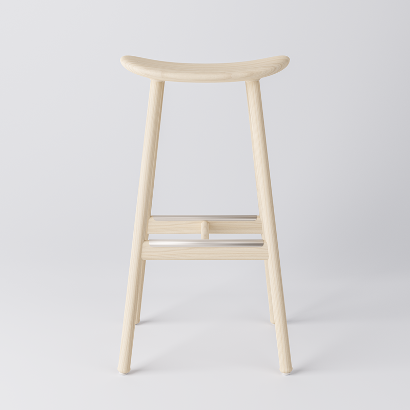 Hög Barstol Arc, H800, massiv Ask, vitpigmenterad