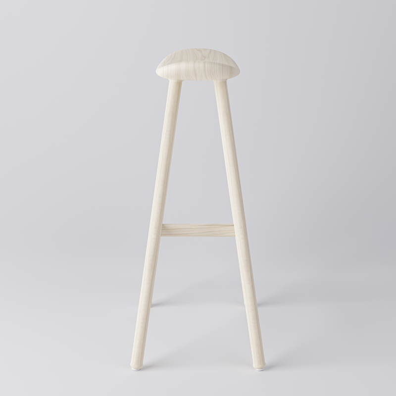 Hög Barstol Arc, H800, massiv Ask, vitpigmenterad