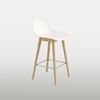 Fiber bar stool, backrest, wood, H65, white shell, oak