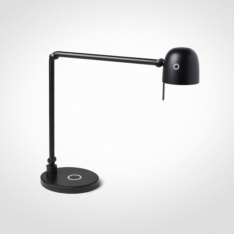 Skrivbordslampa LightUp Neos Desk X, dimbar, USB&amp;QI, svart