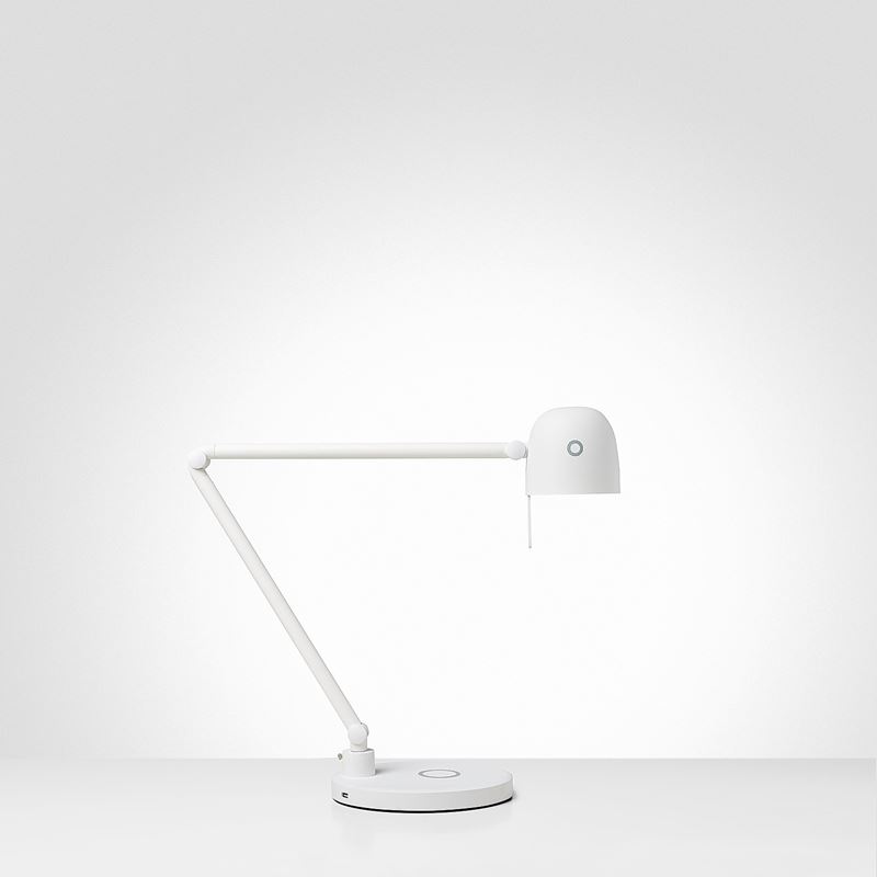 Skrivbordslampa LightUp Neos Desk X, dimbar,USB&amp;QI,vit