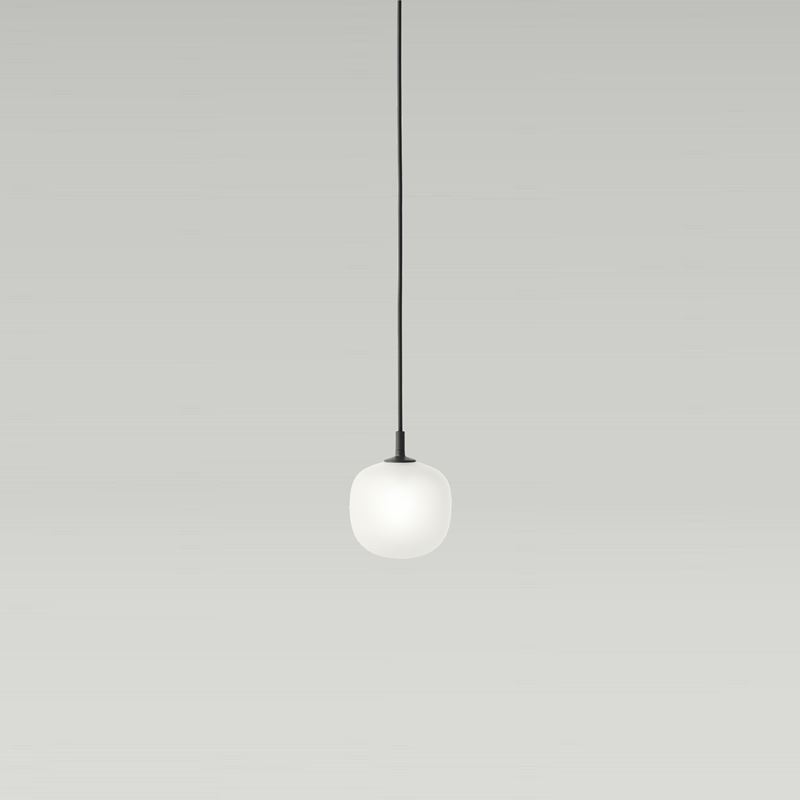 Pendant lamp Rime with glass screen D12, black cord
