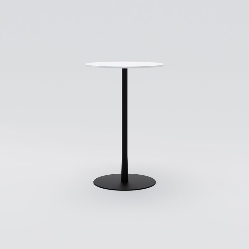 Cafébord Cone, Ø700, H1060, vit HPL, svart