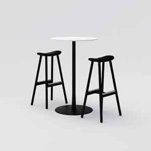 Cafébord Cone, Ø700, H1060, vit HPL, svart