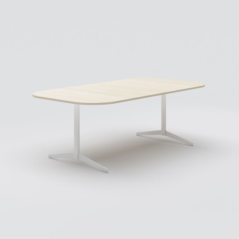 Konferensbord Feather, 2100x1100x730, Ask faner, vit
