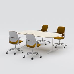 Konferensbord Feather, 2100x1100x730, Ask faner, vit