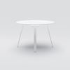 Round table Piece with cable lid, &#216;1400, H900, white HPL, white legs