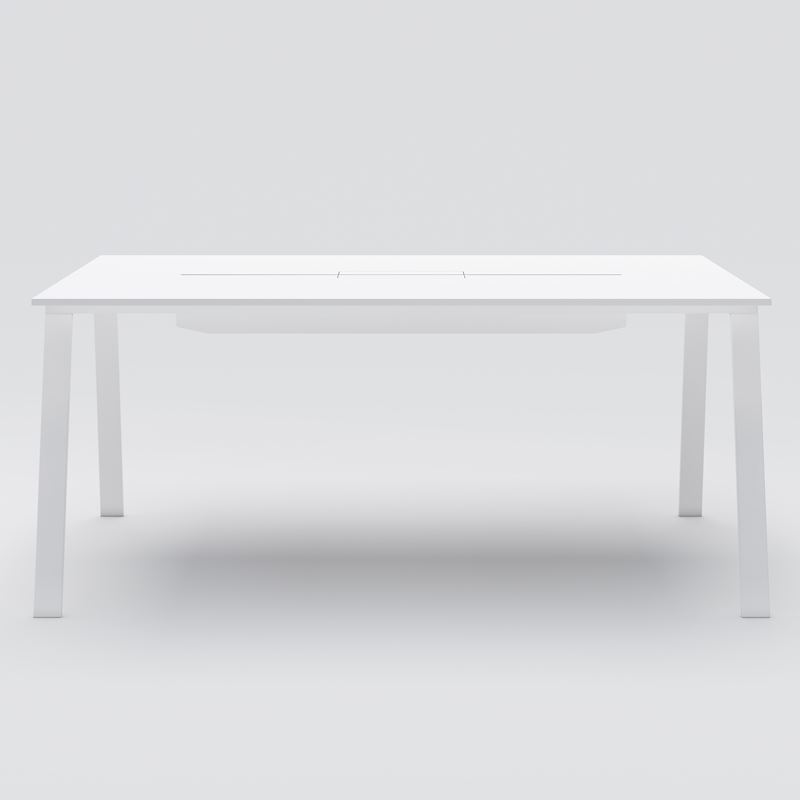 Piece mötesbord, 2100x1250 H900, vit laminat, vitt stativ