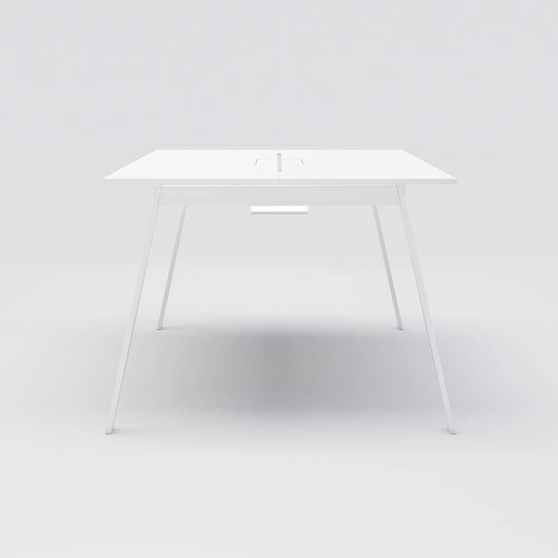 Piece mötesbord, 2100x1250 H900, vit laminat, vitt stativ