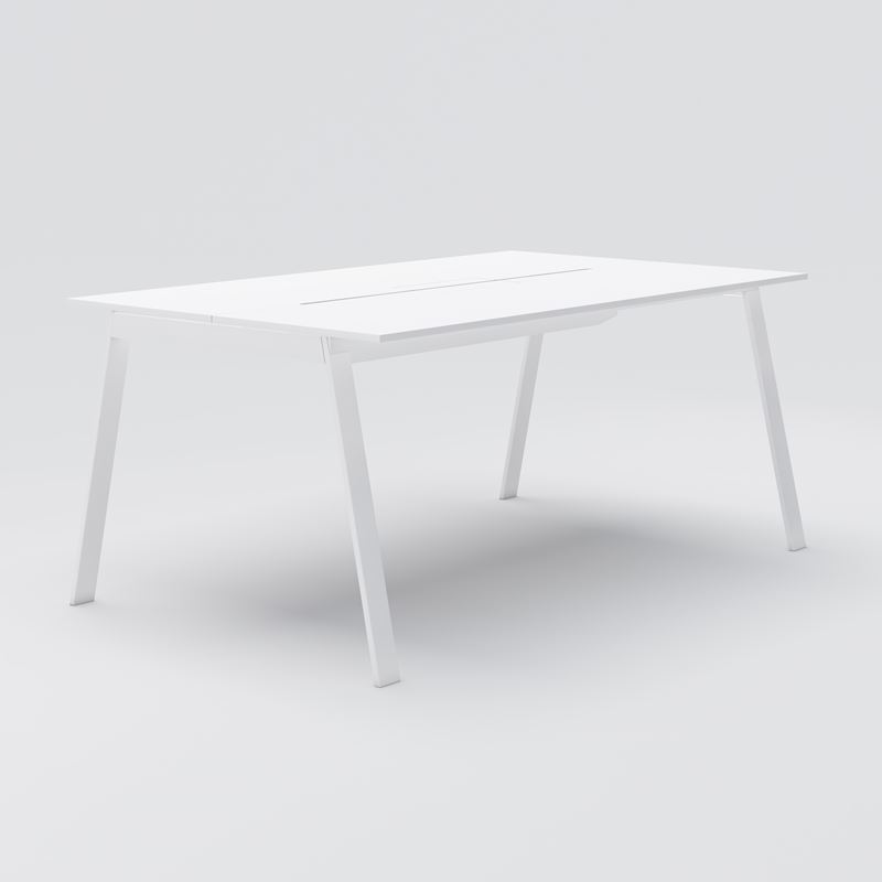 Piece mötesbord, 2100x1250 H900, vit laminat, vitt stativ