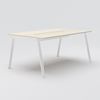 Piece meeting table, 2100x1250 H900, ash veneer, white stand