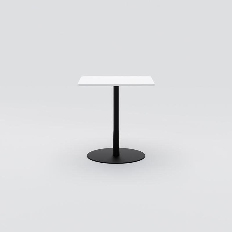 Cafébord Cone, 600x700, vit HPL, svart