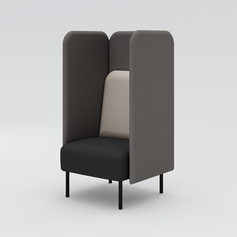 F&#229;t&#246;lj August, h&#246;g, gr&#229;/svart kl&#228;dsel