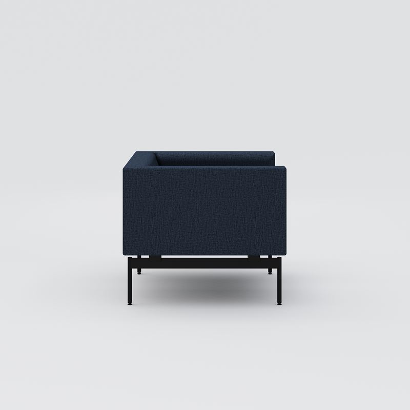 Armchair Sans, black metal frame, dark blue upholstery