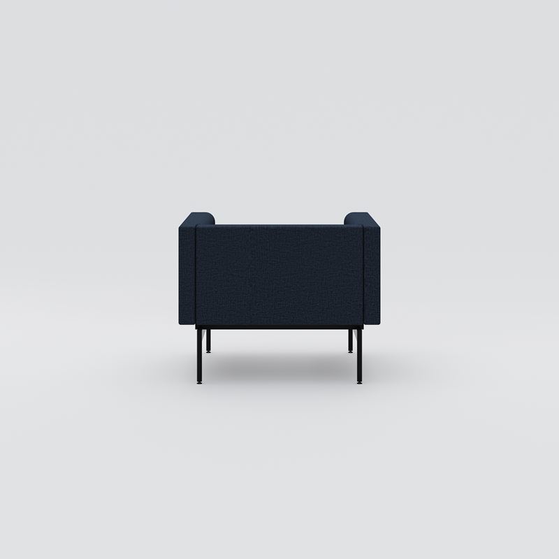 Armchair Sans, black metal frame, dark blue upholstery