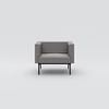 Armchair Sans, black metal frame, gray upholstery