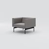 Armchair Sans, black metal frame, gray upholstery