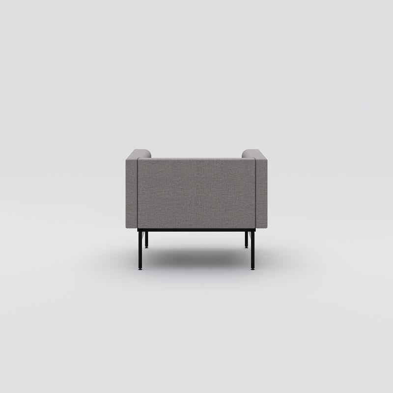 Armchair Sans, black metal frame, gray upholstery