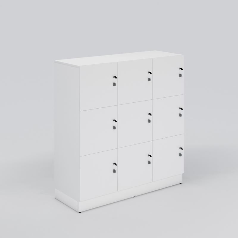 Småfacksskåp Access, 9 skåp, vit laminat, 1200x1250x432