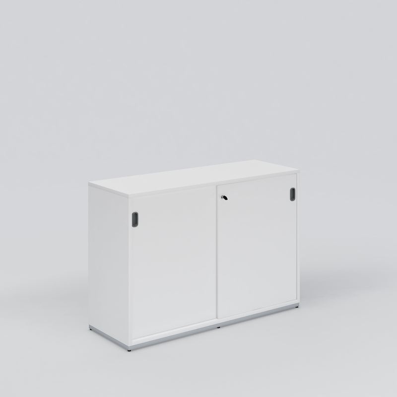 Office cabinet with sliding door, Access, white laminate, 1180x809x416
