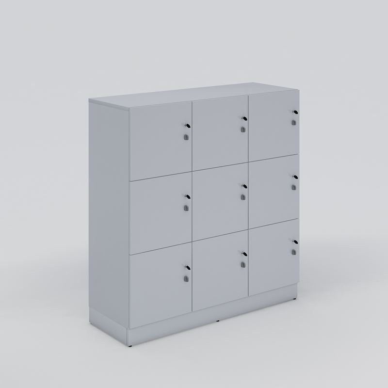 Småfacksskåp Access, 9 skåp, ljusgrå, 1200x1250x432