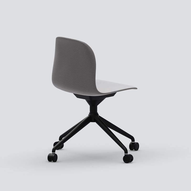 Konferensstol Pelican, grått tyg, svart krysstativ på hjul