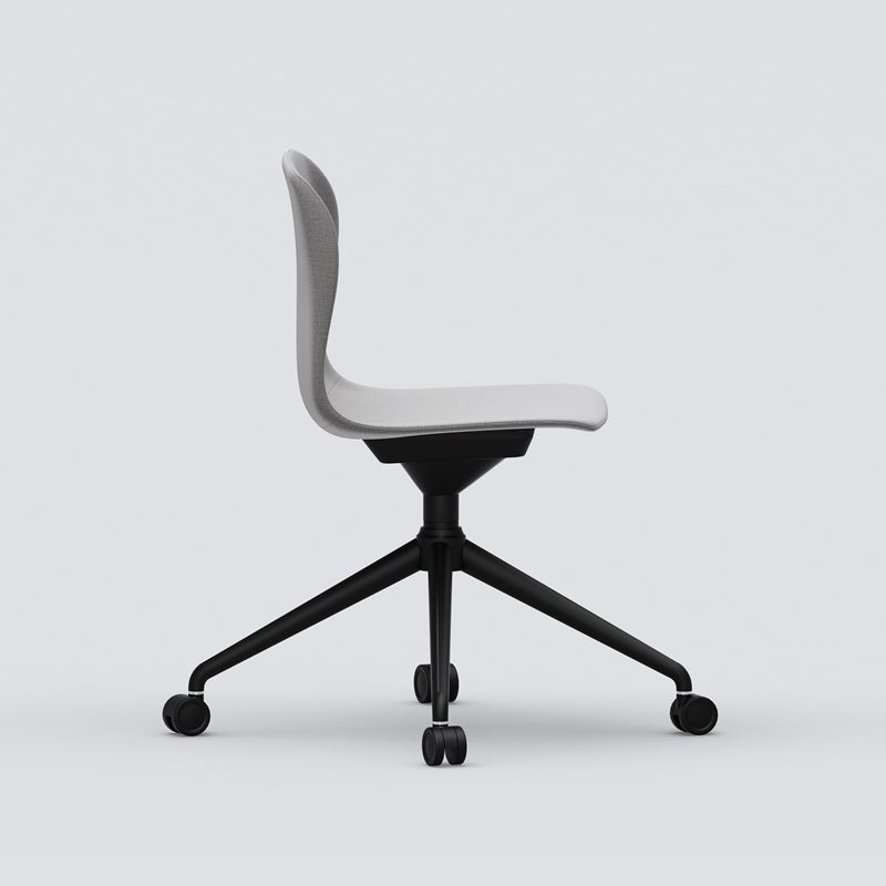 Konferensstol Pelican, grått tyg, svart krysstativ på hjul