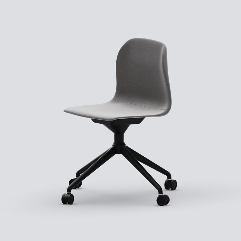 Konferensstol Pelican, grått tyg, svart krysstativ på hjul