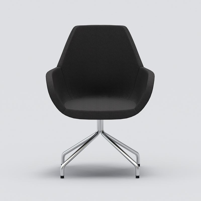 Fan conference chair, dark gray fabric, aluminum cross frame