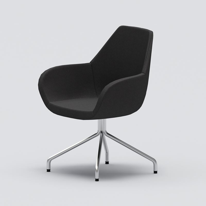 Konferensstol Fan, m&#246;rkgr&#229;tt tyg, krysstativ aluminium