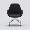 Fan conference chair, dark gray fabric, cross stand with wheels, alu