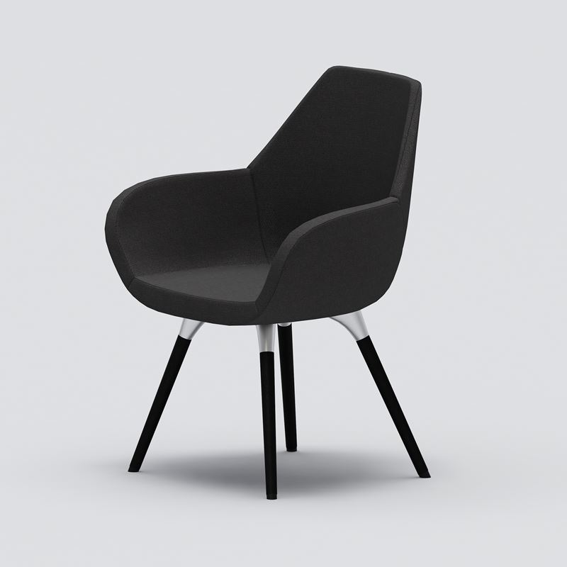 Karmstol Fan med träben, grå med svarta ben