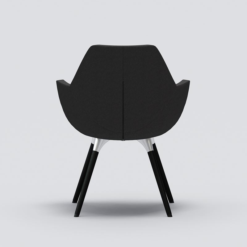 Karmstol Fan med träben, grå med svarta ben