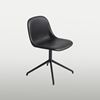 Conference chair Fiber on black cross stand, upholstery black leather