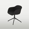 Fiber conference chair, fully covered in dark gray fabric, black cross