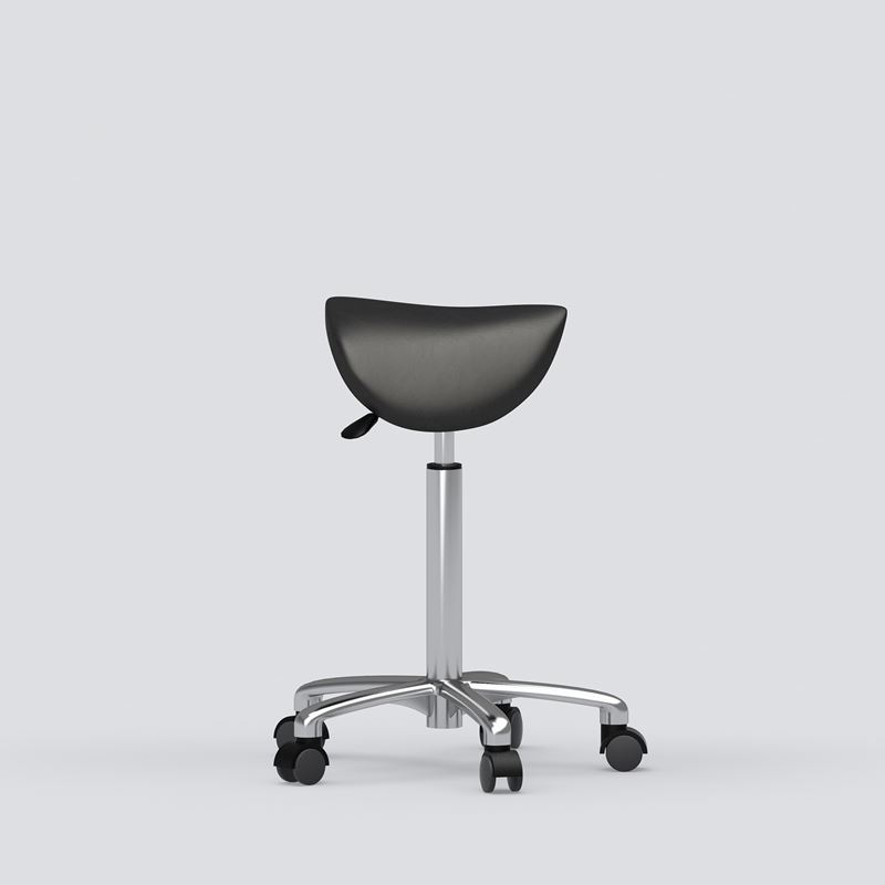 Sadelstol Polo S, svart m polerat kryss