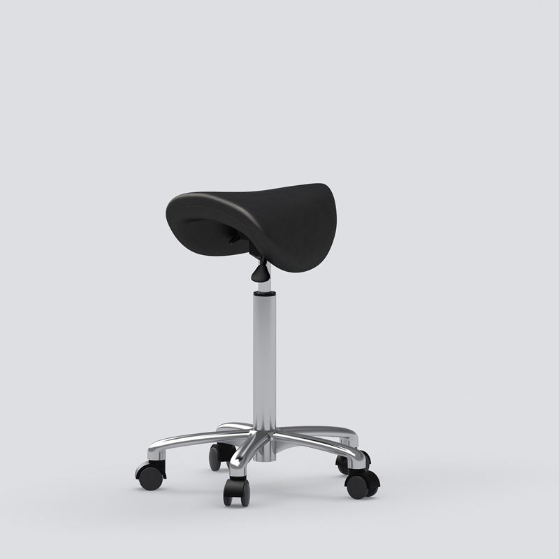 Sadelstol Polo S, svart m polerat kryss