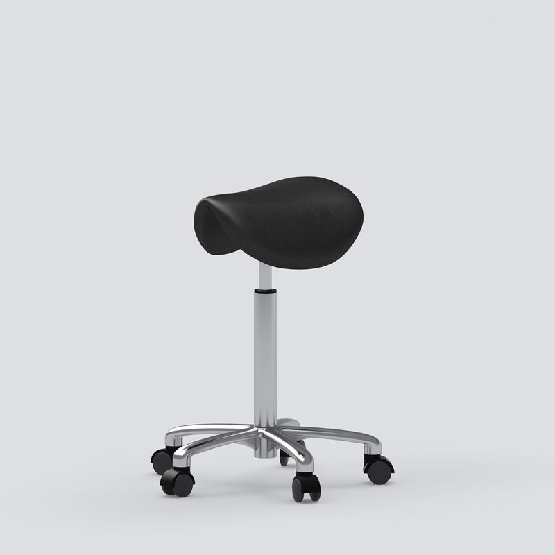 Sadelstol Polo S, svart m polerat kryss