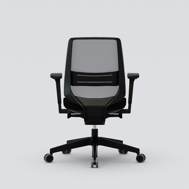 Kontorsstol Light Up, mesh rygg, svankstöd, armstöd, svart