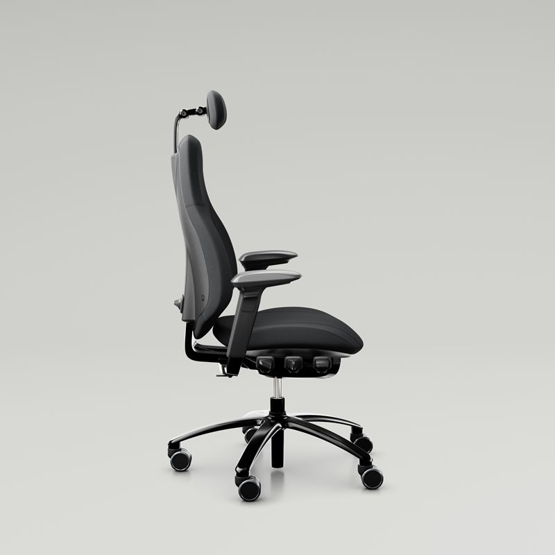 Kontorsstol RH Mereo 220, mörkgrå tygklädsel, svart