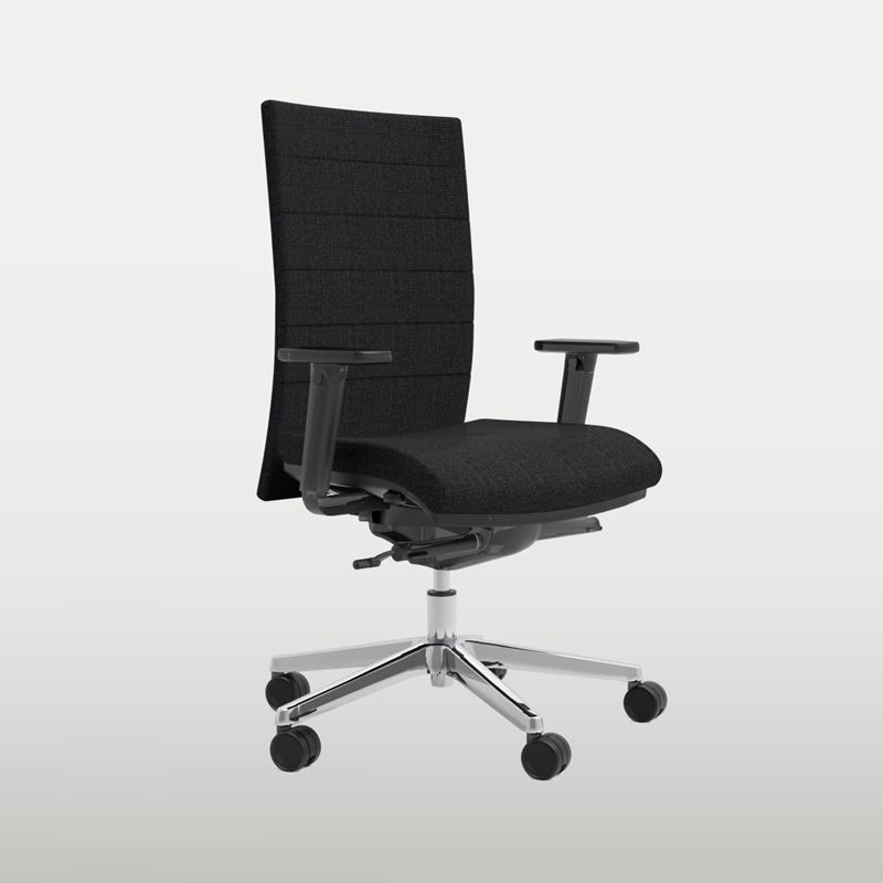 Kontorsstol Soffio, svart med armstöd, alu kryss