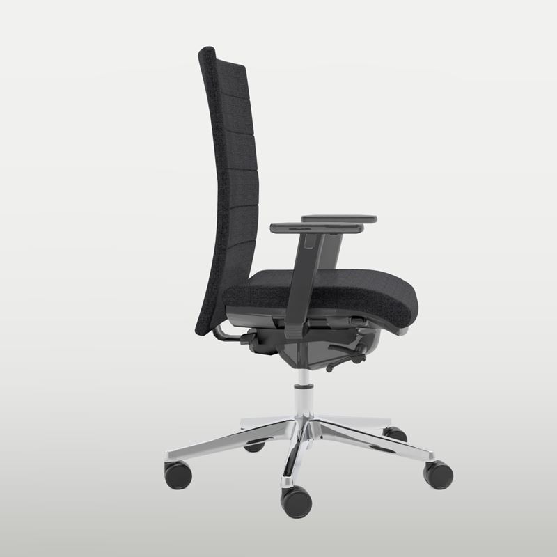 Kontorsstol Soffio, svart med armstöd, alu kryss