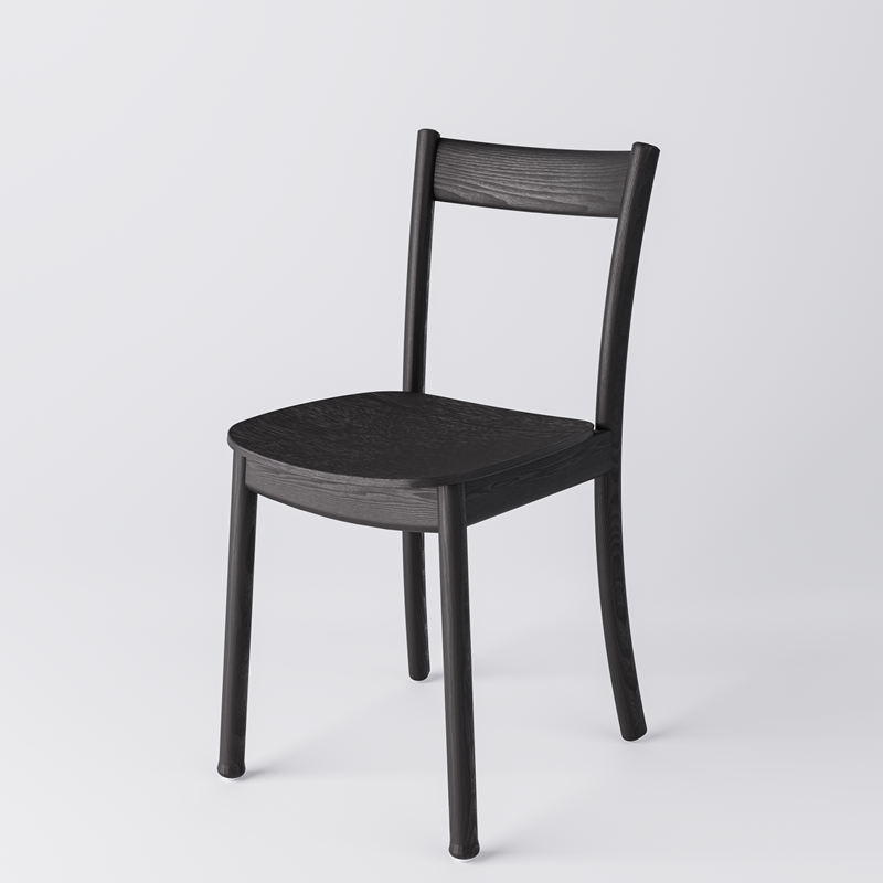 Trästol Arc, svartbetsad ask