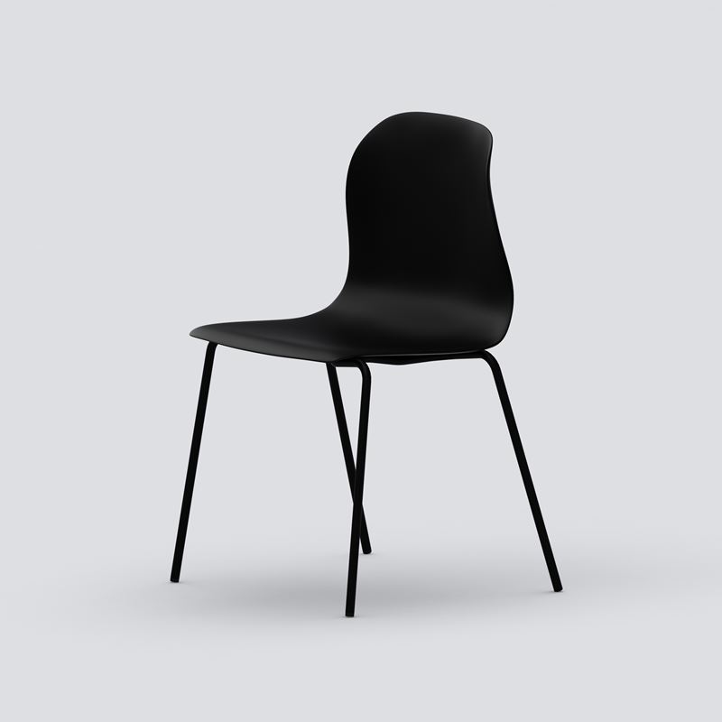 Stol Pelican, svart sittskal, svarta ben