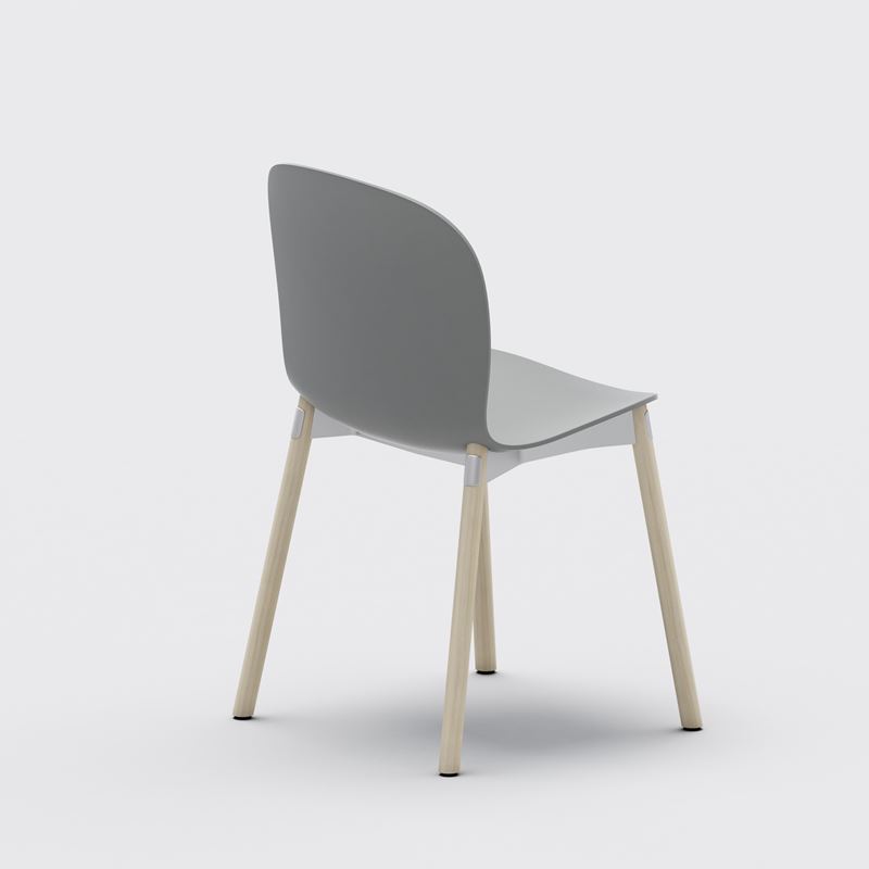 Stol Noor Wood 6080, beige plastskal, ben i ask