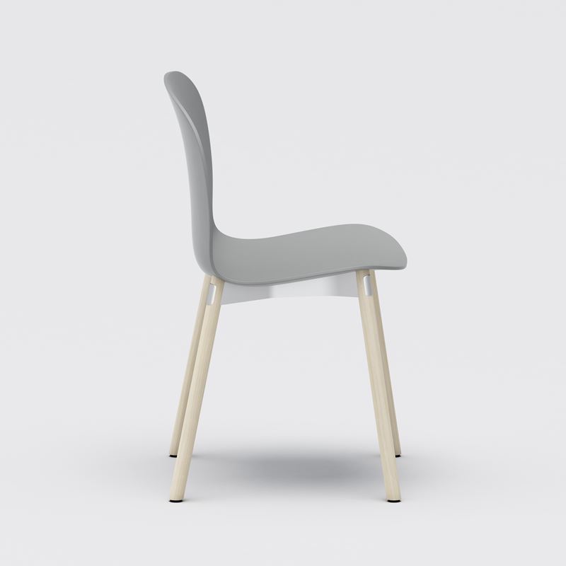 Stol Noor Wood 6080, beige plastskal, ben i ask